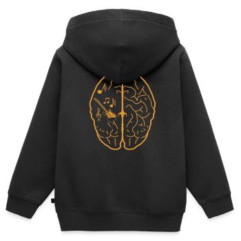 Music Shirt Musician Brain Rock'n'Roll Cadeau - Sweat Premium à capuche zippé enfant bio - noir - Dos - AI Model Kid Male (0cm)
