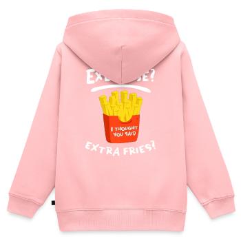 Exercise? Extra Fries? UNISEX FOOD - Kinder Premium Organic Zip Hoodie - Rosa - Hinten - AI Model Kid Female (0cm)
