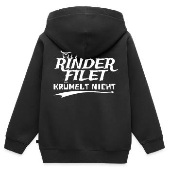 Rinderfilet krümelt nicht - Kinder Premium Organic Zip Hoodie - Schwarz - Hinten - AI Model Kid Male (0cm)