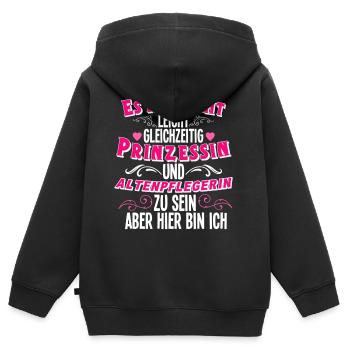 Altenpflegerin - Kinder Premium Organic Zip Hoodie - Schwarz - Hinten - AI Model Kid Male (0cm)