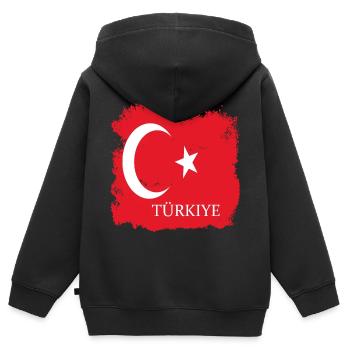 Türkische Flagge auf Kleidung Türkei Fahne Türkiye - Kinder Premium Organic Zip Hoodie - Schwarz - Hinten - AI Model Kid Male (0cm)