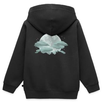 Vollmond Nacht - Kinder Premium Organic Zip Hoodie - Schwarz - Hinten - AI Model Kid Male (0cm)