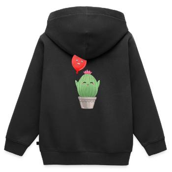Kaktus mit Ballon - Kinder Premium Organic Zip Hoodie - Schwarz - Hinten - AI Model Kid Male (0cm)