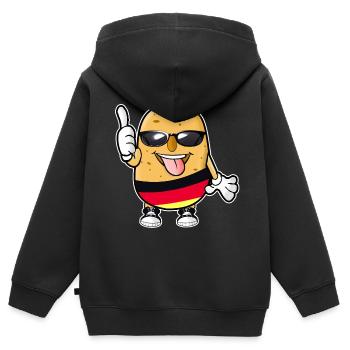Pommes de terre allemandes - Sweat Premium à capuche zippé enfant bio - noir - Dos - AI Model Kid Male (0cm)