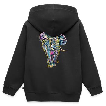 Elefant - Kinder Premium Organic Zip Hoodie - Schwarz - Hinten - AI Model Kid Male (0cm)