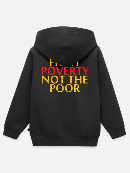 Laten we een einde maken aan de armoede! Laten we nadenken over een shirt - Kinder Premium zip hoodie biologisch - zwart