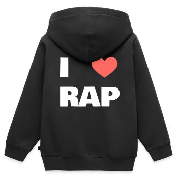 i love Rap - Kinder Premium Organic Zip Hoodie - Schwarz - Hinten - AI Model Kid Male (0cm)