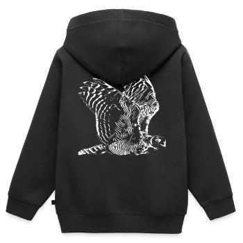 Eulen - Kinder Premium Organic Zip Hoodie - Schwarz - Hinten - AI Model Kid Male (0cm)