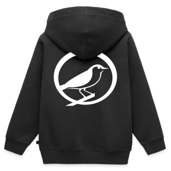 Vogel - Kinder Premium Organic Zip Hoodie - Schwarz - Hinten - AI Model Kid Male (0cm)