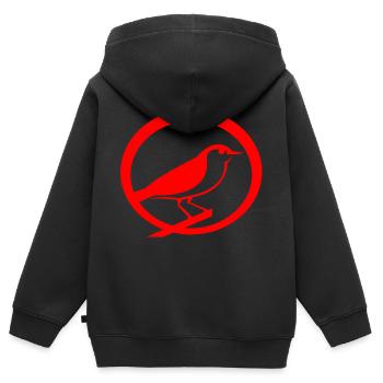 Vogel - Kinder Premium Organic Zip Hoodie - Schwarz - Hinten - AI Model Kid Male (0cm)