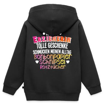 Erzieherin - Kinder Premium Organic Zip Hoodie - Schwarz - Hinten - AI Model Kid Male (0cm)
