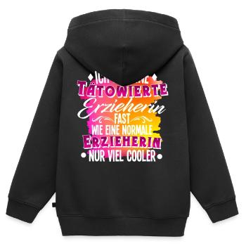 Erzieherin Tätowierung - Kinder Premium Organic Zip Hoodie - Schwarz - Hinten - AI Model Kid Male (0cm)