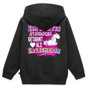 educator - Kids Premium Organic Zip-up Hoodie - black - Back - AI Model Kid Male (0cm)