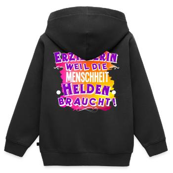 Erzieherin - Kinder Premium Organic Zip Hoodie - Schwarz - Hinten - AI Model Kid Male (0cm)