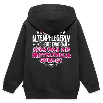 Altenpflegerin - Kinder Premium Organic Zip Hoodie - Schwarz - Hinten - AI Model Kid Male (0cm)