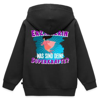Erzieherin - Kinder Premium Organic Zip Hoodie - Schwarz - Hinten - AI Model Kid Male (0cm)