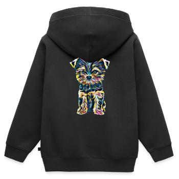 Yorkshire Terrier - Sweat Premium à capuche zippé enfant bio - noir - Dos - AI Model Kid Male (0cm)