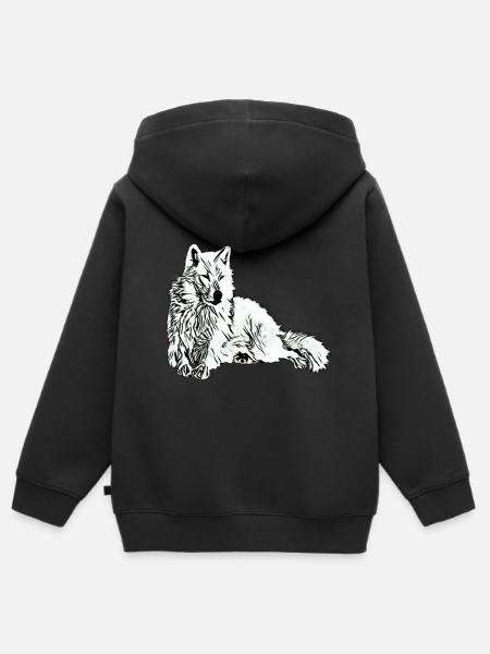 Loup - Sweat Premium à capuche zippé enfant bio - noir