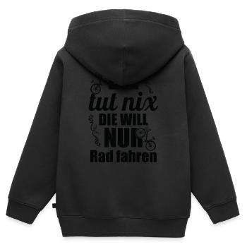 Fahrrad – Shirt Radsport Drahtesel Geschenk - Kinder Premium Organic Zip Hoodie - Schwarz - Hinten - AI Model Kid Male (0cm)