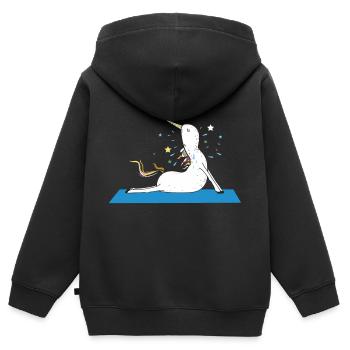 Chemise de licorne Mythical Creature Yoga Magic Gift - Sweat Premium à capuche zippé enfant bio - noir - Dos - AI Model Kid Male (0cm)