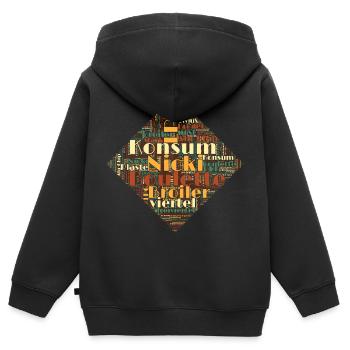 DDR Konsum Nicki Broiler Ostalgie Nostalgie - Kinder Premium Organic Zip Hoodie - Schwarz - Hinten - AI Model Kid Male (0cm)