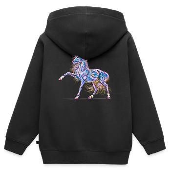 Paard hengst - Kinder Premium zip hoodie biologisch - zwart - Achter - AI Model Kid Male (0cm)