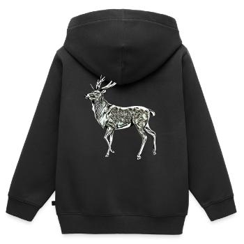 Cerf - Sweat Premium à capuche zippé enfant bio - noir - Dos - AI Model Kid Male (0cm)