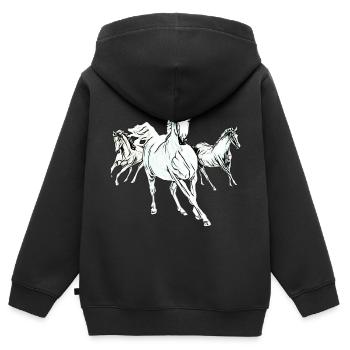 Chevaux - Sweat Premium à capuche zippé enfant bio - noir - Dos - AI Model Kid Male (0cm)