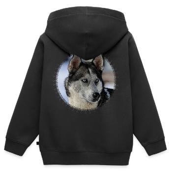 Husky - Kinder Premium Organic Zip Hoodie - Schwarz - Hinten - AI Model Kid Male (0cm)