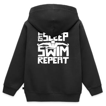 Maillot de bain de piscine - Sweat Premium à capuche zippé enfant bio - noir - Dos - AI Model Kid Male (0cm)