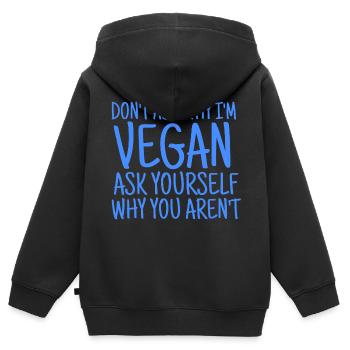VEGAN VEGANER - Kinder Premium Organic Zip Hoodie - Schwarz - Hinten - AI Model Kid Male (0cm)