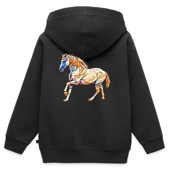 Cheval - Sweat Premium à capuche zippé enfant bio - noir - Dos - AI Model Kid Male (0cm)