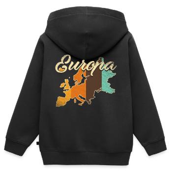 Europe - Sweat Premium à capuche zippé enfant bio - noir - Dos - AI Model Kid Male (0cm)