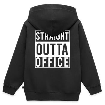 Flucht aus dem Büro - Kinder Premium Organic Zip Hoodie - Schwarz - Hinten - AI Model Kid Male (0cm)