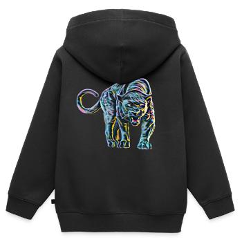Panthère - Sweat Premium à capuche zippé enfant bio - noir - Dos - AI Model Kid Male (0cm)