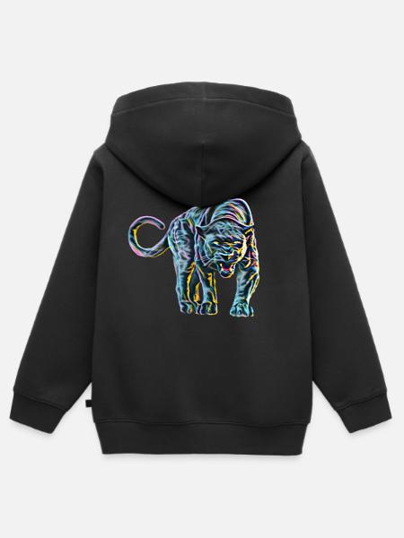 Panther - Kinder Premium Organic Zip Hoodie - Schwarz