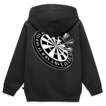 Fléchettes fléchettes - Sweat Premium à capuche zippé enfant bio - noir - Dos - AI Model Kid Male (0cm)