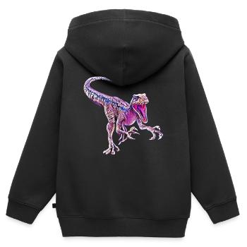 Velociraptor - Kinder Premium Organic Zip Hoodie - Schwarz - Hinten - AI Model Kid Male (0cm)