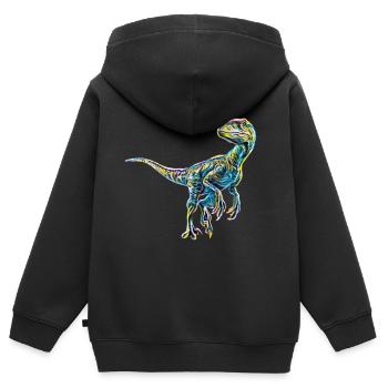 Velociraptor - Kinder Premium Organic Zip Hoodie - Schwarz - Hinten - AI Model Kid Male (0cm)