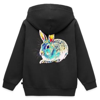 Kaninchen - Kinder Premium Organic Zip Hoodie - Schwarz - Hinten - AI Model Kid Male (0cm)