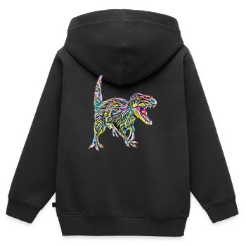 Dinosaurier - Kinder Premium Organic Zip Hoodie - Schwarz - Hinten - AI Model Kid Male (0cm)