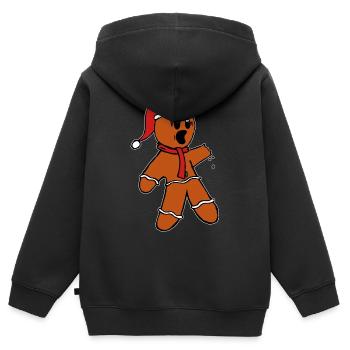 Lebkuchenmann Lustig - Kinder Premium Organic Zip Hoodie - Schwarz - Hinten - AI Model Kid Male (0cm)