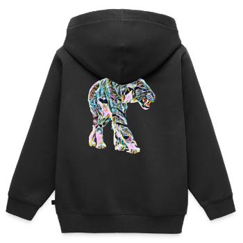 Tigre à dents de sabre - Sweat Premium à capuche zippé enfant bio - noir - Dos - AI Model Kid Male (0cm)