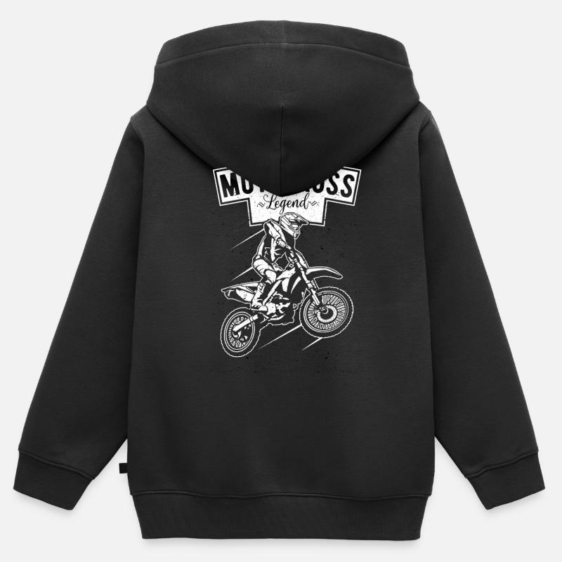 Motocross - Sweat Premium à capuche zippé enfant bio - noir
