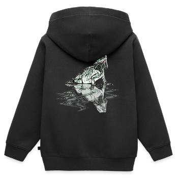 Leguan - Kinder Premium Organic Zip Hoodie - Schwarz - Hinten - AI Model Kid Male (0cm)