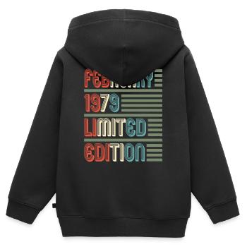 Februar Cool Vintage Vintage Geburtstagsgeschenk - Kinder Premium Organic Zip Hoodie - Schwarz - Hinten - AI Model Kid Male (0cm)