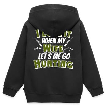 Jäger Jagen - Kinder Premium Organic Zip Hoodie - Schwarz - Hinten - AI Model Kid Male (0cm)