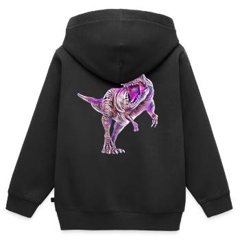 T-Rex - Sweat Premium à capuche zippé enfant bio - noir - Dos - AI Model Kid Male (0cm)