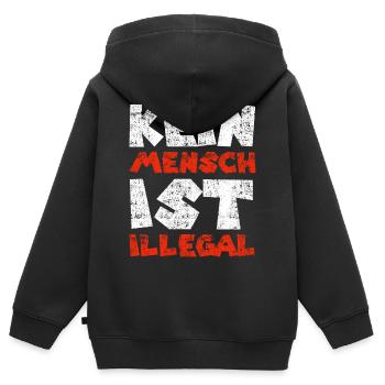 Kein Mensch ist illegal - Kinder Premium Organic Zip Hoodie - Schwarz - Hinten - AI Model Kid Male (0cm)