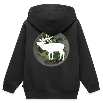 Jäger Jagen Elch - Kinder Premium Organic Zip Hoodie - Schwarz - Hinten - AI Model Kid Male (0cm)